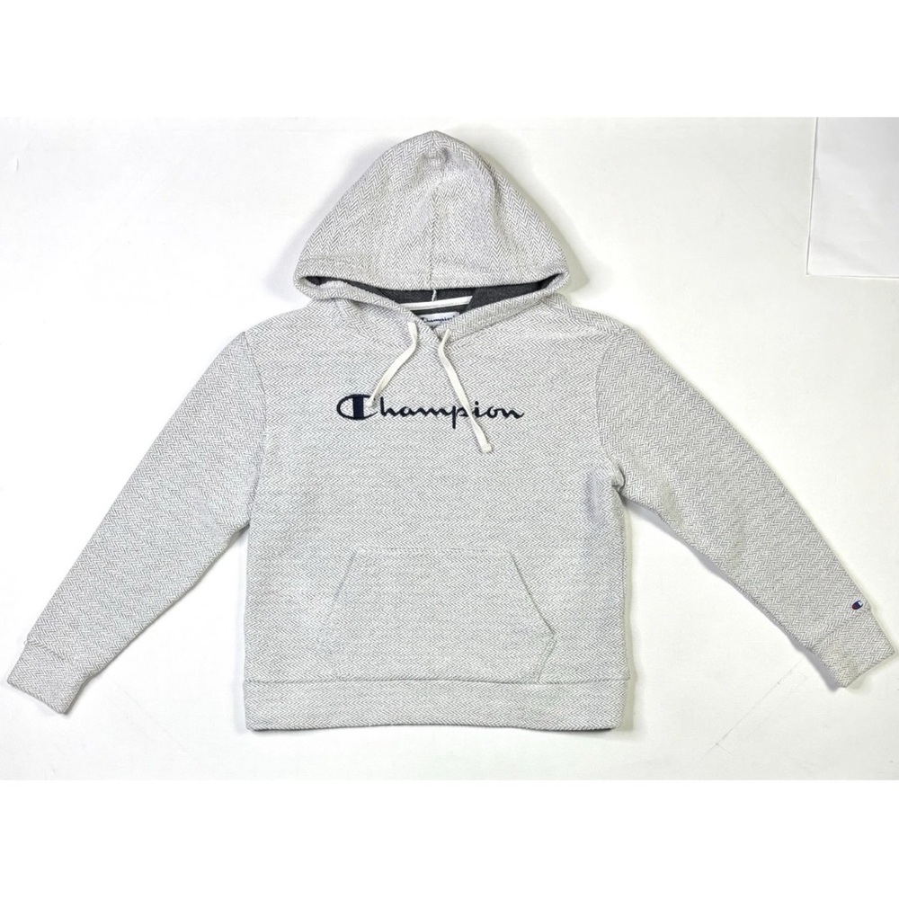 Champion Hoodie Men’s Small Embroidered Logo Gray Long Sleeve Pullover